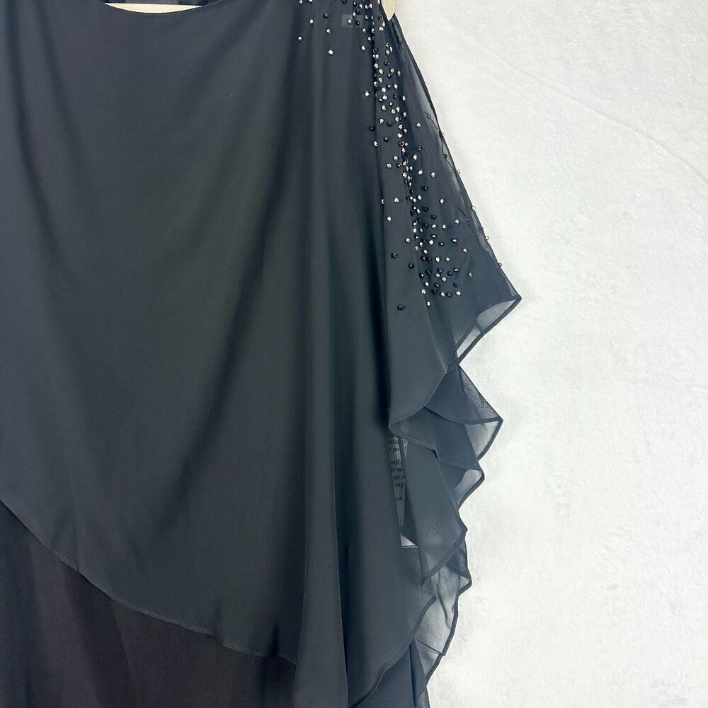 Xscape Capelet Sheath Dress Size 14 New Beaded Black Special Occasion Stretch - Picture 5 of 8
